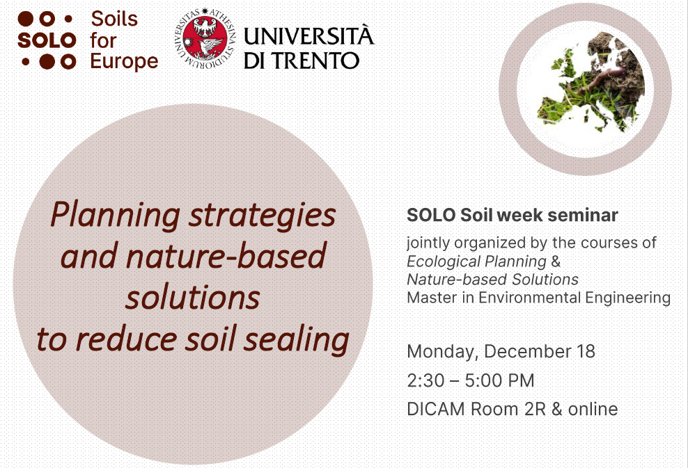 Soil Week 2024: University of Trento holds a seminar on soil sealing and reuse of urban soils